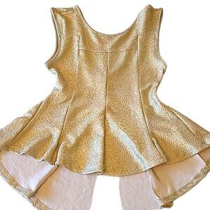 M Gold Peplum Top Sparkle Shimmer REVAMPED